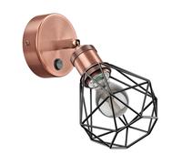 Applique murale RETRA interrupteur bronze mat rond ; abat-jour en forme de cage