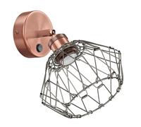 Applique murale RETRA interrupteur bronze mat rond douille E27 abat-jour cage