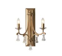 Applique Murale rétro à 2 Lampes, Style bougeoir, dorée, avec Pendentif en Cristal K9, luminaire Mural Classique français Vintage pour Couloir, escalier, Salon, Chambre à Coucher, Chevet, Couloir