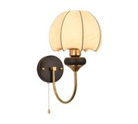 Applique Murale rétro dorée Style chaner - Col de Cygne en métal avec Abat-Jour en Tissu imprimé, culot E27, Style médiéval pour Chambre