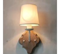 Applique Murale rétro en Bois Nordique, élégante Lampe Murale d'intérieur française avec Abat-Jour cylindrique en Tissu Blanc, Applique Murale Vintage en Bois Massif du Milieu du siècle pour Cham