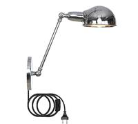 Applique murale rétro en chrome avec interrupteur, applique murale de chambre vintage avec prise, éclairage industriel, lampes de lecture murales, bras long réglable pivotant, éclairage mural, lampe d