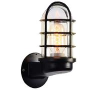 Applique murale rétro en forme de cage en métal pour intérieur et extérieur, étanche, style industriel, applique nautique pour jardin, balcon, patio, bar, chambre à coucher, éclairage E27, noir It's