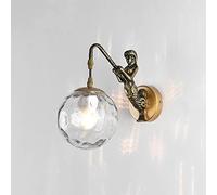 Applique Murale rétro en Forme de sirène avec Abat-Jour en Verre Transparent martelé, éclairage de Salle de Bain, Lampe Murale décorative pour Salon, Restaurant, Hall