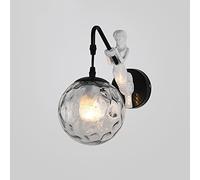 Applique Murale rétro en Forme de sirène avec Abat-Jour en Verre Transparent martelé, éclairage de Salle de Bain, Lampe Murale décorative pour Salon, Restaurant, Hall