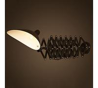 Applique Murale rétro en noir Lampe industrielle d'éclairage Mural Bras accordéon extensible Lampe de lecture murale Lampe de chevet chambre Lampe à ciseaux vintage réglable E27 Lampe de salon salle