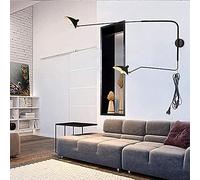 Applique Murale Rétro Industrielle Applique Murale En Métal Réglable Rotative Avec Long Bras Oscillant Flexible Extensible, E27 * 2 Lampe De Lecture De Chambre De Chevet Vintage D'intérieur, Éclai