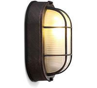 Applique Murale rétro Industrielle intérieur et extérieur, Applique Murale en métal de Couleur Rouille, étanche IP44, Lanterne Ovale à cloison, Lampe Murale Antique loft, Salon, Garage, Porte d'entré