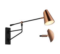 Applique murale rétro LED à bras articulé réglable, lampe de chevet d'intérieur avec bras rotatif en métal noir, style industriel vintage, lampe de lecture murale à long bras pour chambre, bureau ou