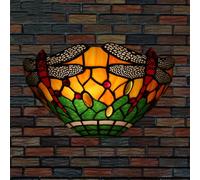 Applique Murale rétro Tiffany pour escalier, en Verre, Ø30cm, Libellule E27, idéale pour Une Chambre, Un café, Un Salon, Un Bureau ou Un Bar.