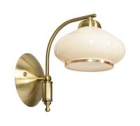 Applique murale - RITA - E27 1x40W - métal patiné - abat-jour verre écru