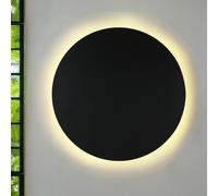 Applique Murale Ronde Ø 40 Cm Métal Plat Noir Lumière Indirecte