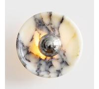 Applique Murale Ronde en albâtre, Style Moderne, avec éclairage LED Chaud, idéale pour Salle de Bain, Salon, Salle à Manger, Chambre ou Cuisine. Son Socle en Fer Lui confère Une ba