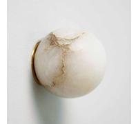 Applique Murale Ronde en marbre, Globe Moderne en Pierre, luminaire d'intérieur doré et Blanc en albâtre, luminaire de Salle de Bain, vanité, Lampe de Chevet pour Chambre à Coucher, escaliers, coulo