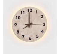 Applique Murale Ronde en Pierre, Style Nordique, en travertin Jaune, avec Horloge intégrée, pour intérieur, 18 W, 3000 K, idéale pour Le Salon ou la Cuisine.