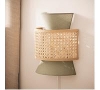LEDKIA LIGHTING Applique Murale Rotin et Tissu Chulu Vert kaki E14