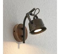 Applique murale Rubinjo Lindby, dimmable, noir, Salon / Salle à manger, Métal, Vintage, Applique Murale