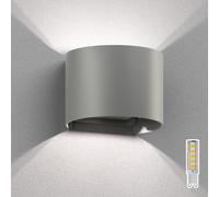 ledscom.de Applique RUNEL pour extérieur, gris, IP65, Up & Downlight + lampe LED 596lm, blanc