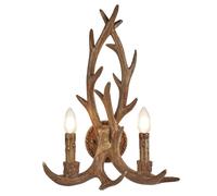 Applique Murale Rustique Antlers Marron 2 Flammes E14 Salon