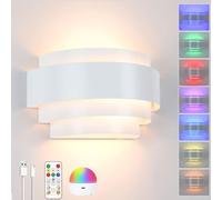 Applique murale RVB rechargeable à intensité variable, appliques à piles, lumière douce pour chambre à coucher, salon, couloir
