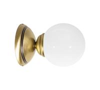 Applique Murale Salle De Bain Ø 12 Cm Laiton Verre Boule En Bronze Blanc