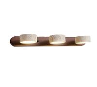 Applique Murale Salle de Bain en Bois et Pierre Naturelle Travertin Jaune Lampe Linéaire Rotative à 180° LED pour Miroir Lumière d'AmbianceWalnut,M