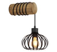 Applique murale salon construction bois brun métal interrupteur E27 H 59 cm