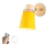 Applique murale sans fil chic jaune - Lampe industrielle moderne rechargeable par USB avec télécommande pour chambre de chevet et tête de lit - Solution d'éclairage sans fil élégante
