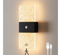 Applique murale sans perçage avec détecteur de mouvement LED rechargeable Lampe murale tactile à intensité variable 1200 mAh 3 températures de couleur Rechargeable par USB Veilleuse avec aimant,B
