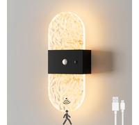 Applique murale sans perçage avec détecteur de mouvement LED rechargeable Lampe murale tactile à intensité variable 1200 mAh 3 températures de couleur Rechargeable par USB Veilleuse avec aimant,A