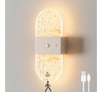 Applique murale sans perçage avec détecteur de mouvement LED rechargeable Lampe murale tactile à intensité variable 1200 mAh 3 températures de couleur Rechargeable par USB Veilleuse avec aimant,C