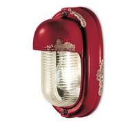 Applique Murale Shabby Antique Rouge H: 24 Cm Céramique Verre E27 Artisanale