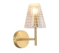 Applique murale simple en cuivre avec abat-jour en verre transparent, douille E14, installation encastrée for chambre à coucher.