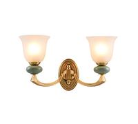 Applique Murale Simple pour Couloir Bureau Verre cuivré luminaires muraux Uniques à tête Simple ou Double tête de Lampe E27 de Remplacement,