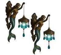 Applique Murale Sirène, 20 Cm, Style Vintage, Veilleuse sur Le Thème De L'océan, Lanterne en Cristal Givré, Applique Murale Rétro Sirène, Décoration Murale for Chambre, Hôtel(2pcs)