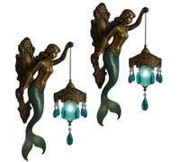 Applique Murale Sirène, Veilleuse Vintage sur Le Thème De L'océan 8 Pouces Lanterne en Cristal Givré Applique Murale Sirène Rétro Chambre Hôtel Restaurant Mur Décoratif(2pcs)