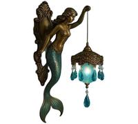 Applique Murale Sirène, Veilleuse Vintage sur Le Thème De L'océan 8 Pouces Lanterne en Cristal Givré Applique Murale Sirène Rétro Chambre Hôtel Restaurant Mur Décoratif(1pcs)