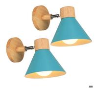 Applique Murale - SMOTOP - Bois & Métal - Bleu Ø17,5 cm (2 pcs) - 2x E27 articulée