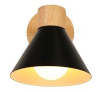 Applique murale - SMOTOP - Bois & métal - Noir - Douille E27 articulée