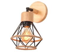 Applique murale - SMOTOP - Métal & bois avec corde - Noire - Articulée E27