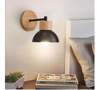 Applique murale - SMOTOP - Noir mat - Métal & bois - Douille E27