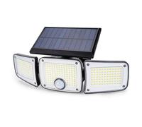 Applique murale solaire à trois têtes LED d'extérieur avec capteur de corps humain, lampadaire de rue solaire divisé TY10305 Lampe murale rotative à trois têtes 280LED avec télécommande