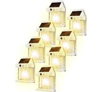 Applique murale solaire d'extérieur en tungstène, sans fil, détecteur de mouvement du crépuscule à l'aube, applique murale LED étanche IP65, éclairage mural extérieur pour terrasse(8 pièces, blanc)