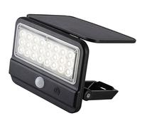 Applique murale solaire d'extérieur FLAXTON LED 7W 4000K IP54 plastique noir, transparent H:16cm L:14.5cm avec détecteur de mouvement PIR, capteur de lumière