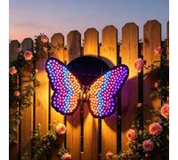 Applique murale solaire en forme de papillon à changement de couleur - Lampe décorative d'extérieur étanche pour jardin, terrasse, pelouse, clôture, cour, choix d'économie d'énergie