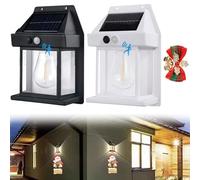 Applique murale solaire en tungstène, appliques murales d'extérieur solaires avec détecteur de mouvement, lanterne murale étanche - Applique murale extérieure LED pour porche, clôture, cour (2 pièces