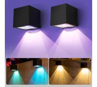Applique Murale Solaire Extérieure, 2Pack Lampes Solaires pour Jardin Extérieur avec 2 Modes d'Éclairage, Applique Murale Étanche IP65 Lampes Solaires Lampe de Clôture pour Mur Patio Jardin Clôtures