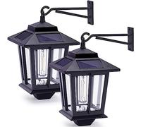 Applique Murale Solaire Extérieure Rétro Lanterne Suspendue Villa Chinoise Porte Murale Lumière Étanche Jardin Lumière Porche Atmosphère Lumière Pour Patio Porche Porte,2 pcs