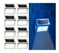 Applique murale solaire LED - LUNARTEC - Lot de 8 - Acier inoxydable - 20 lm - IP44