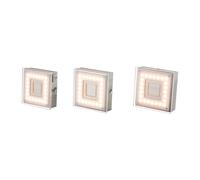 Applique murale spot d'intérieur LED plat carré cuisine LED sous meuble, avec interrupteur, 1x 5 watts 360 lumens blanc chaud, LxH 9 x 3,1 cm, lot de 3